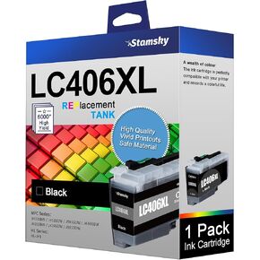LC406XL LC406 High Yield Black Ink Cartridges for Brother LC406 Ink Cartridges LC406 XL LC-406 Compatible with Brother MFC-J4335DW MFC-J4535DW MFC-J5855DW MFC-J6555DW MFC-J6955DW Printer Ink, 1 Black