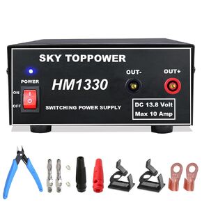 Universal Compact 30 Amp Power Supply,13.8 Volt Power Supply for Ham Radio,Regulated Home Lab Bench AC to DC Converter for CB,Amateur Radio,Cooling Fan,with Cable Lug,Cutter,Holder,SKY TOPPOWER HM1330