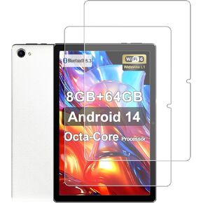 for Whitedeer C10-WT Android 14 Octa-Core Tablet 10 inch 2024 Screen Protector,WUNIAK Tempered Glass Film Anti-Scratch High Touch Sensitivity,2 Pack