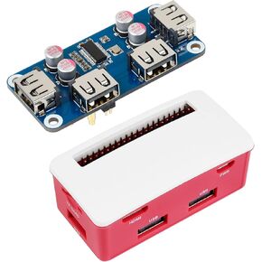 USB HUB HAT Board with ABS Case Box for Raspberry Pi Zero 2W/2WH/Zero, Extended 4X USB 2.0 Ports, Dust-Proof