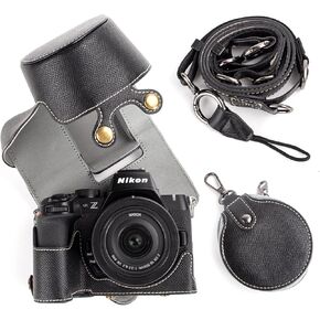 MUZIRI KINOKOO PU Leather Case for Nikon Z50 II Camera, Protective Case for Nikon Z50 II/Z50II Camera with DX 16-50mm f/3.5~6.3 Lens - Removable Case with Shoulder Strap & Storage Pocket - Khaki