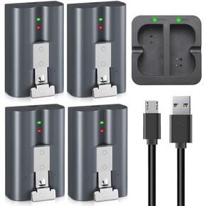 (4 Pack Battery+Dual USB Charging Station) V4 Battery for Ring Doorbell Camera 1/2/3/4/3+/3plus, Stick Up Cam (2nd & 3rd Gen), Peephole/Spotlight Camera/Spotlight Cam Solar/Camera Indoor Outdoor