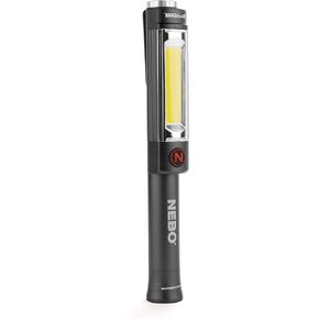 NEBO 500 Lumen Work Light: 200 Lumen Top Positioned Flashlight, Anodized Aircraft-Grade Aluminum Body; Steel Clip and Magnetic Base Provides Hands Free Operation; Powered by 3X AAA Batteries - Grey