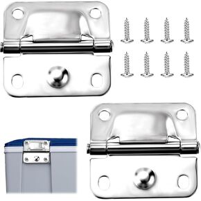 2 Pcs Cooler Hinges Replacement Stainless Steel Compatible with Coleman Coolers 5235 6262 6270 5250 5286b, Cooler Hinge Parts and Screw for Repairing Freezer Latch Cap