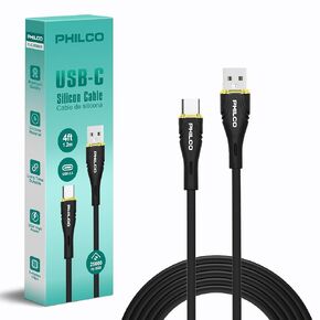 Philco USB to USB C Cable, 20W Type C Fast Charging, Soft-Touch Silicone Cord, Durable, Tangle-Free Power Cable for MacBook, iPhone 16, iPad, Samsung, Android & More 4FT. (2PK.,Green)