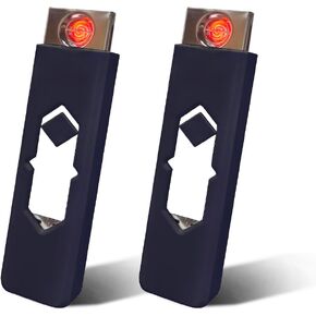 2Pcs Electronic Lighter USB Rechargeable Lighter Windproof Lighter Flameless Lighter Ignition USB Lighter Cigarette Lighter (Black)