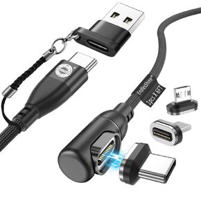 90 Pro Magnetic Charging Cable Fast Charging,Magnetic Phone Charger.USB C Cable,Micro,iProduct 6 in 1 MacBook Pro Charger Cord for Android Pad Samsung[6FT Black]