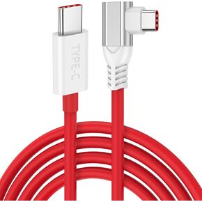 Jelanry Right Angle 6FT SUPERVOOC USB-C to USB-C Cable for OnePlus 10T 9 Pro 8T, Type C Warp Charge Dash Charger Cable 120W 100W 80W 65W PD Fast Charging Cord for Samsung Flip Fold S25 S24 Tab Macbook