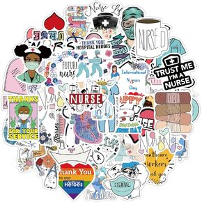 Funny Nurses Stickers White Angels Cartoon Stickers| 50 Pcak | Vinyl Nursing Stickers Decals for Laptops and Water Bottles, Nurse Accessories for Work (CZSWMD Nurses Day)