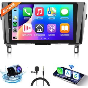 [4G+64G] Car Radio for Nissan Rogue X-Trail Qashqai 2014-2018 with Bluetooth GPS Wireless Carplay Android Auto, Hodozzy 10.1" Touch Screen Radio with WiFi FM/RDS Radio, DSP/USB/SWC, Camera