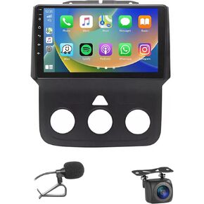 Car Radio for Dodge RAM 1500 2500 3500 Accessories 13-18 2+32GB Wireless Carplay and Android Auto 4G+WiFi GPS Navigation 9‘ Touchscreen Head Unit with HD Backup Camera/BT/Miror Link/MIC/RDS/FM/SWC