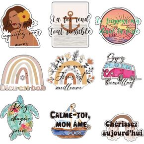 1step2dream French Boho Bible Stickers | Jesus Christian Quote Decals | Catholic Religious Bible Verse Gift