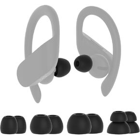 4 Pairs Earbud Replacement Tips Compatible with Powerbeats Pro, 9mm/11mm/13mm Silicone Eartips Set with Small, Medium, Large and Double Flange Options for Different Wearing Needs (Black)