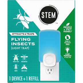 STEM Light Trap: Indoor Fruit Fly Trap, Effective Insect Control for Home, Attracts and Traps Flying Insects, Emits Soft Blue Light, Starter Kit with 1 Plug-In Device and 1 Cartridge
