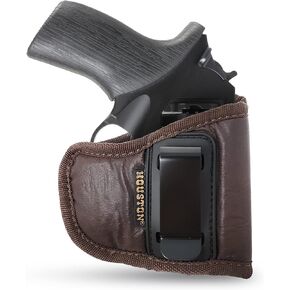 Brown Inside Waistband Gun Holster for Men/Women for Rhino Rev 200DS, 357 MAG / 2" BBL (Right). Eco Leather Concealed Handgun Holster 9mm. Pistol Holsters by Houston