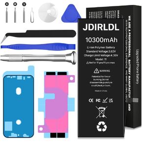 [10300mAh] Battery for iPhone 11, New Upgrade Ultra High Capacity Replacement 0 Cycle Battery for iPhone 11 A2111, A2221, A2223 with Complete Repair Tool Kit and Instructions