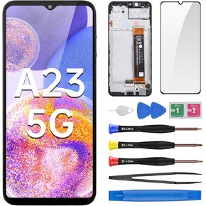 for Samsung Galaxy A23 5G Screen Replacement LCD Display Touch Digitizer Full Assembly with Frame Side Button Ear Speaker Vibration Motor Glass Repair Tools Kit SM-A236U SM-A236U1