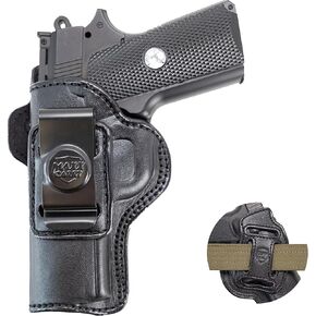 Maxx Carry Multi-Carry 4-Way OWB and IWB Premium Leather Gun Holster fits Kimber Ultra Carry II 9mm / .45 ACP | Concealed Carry | Bersa Thunder 380 | Colt 1911 3 inch, Defender | Sig P365XL