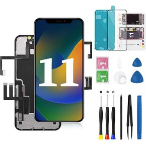 for iPhone 11 LCD Screen Replacement with Earpiece Speaker Flex Cable and Proximity Sensor 3D Touch FHD Incell Display Digitizer Full Assembly with Repair Kit A2111 A2221 A2223