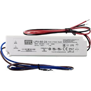 LPV-60-24 60W Single Output IP67 Waterproof LED Power Supply 24V 2.5A, UL/CE/CB, for LED Lighting, Industrial Automation