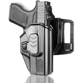 Glock 43/43x Holster, Level II Retention OWB Holster for Glock43 Glock43x, Belt Loop Attachment, Outside Waistband Carry, Right-Handed Index Finger Release