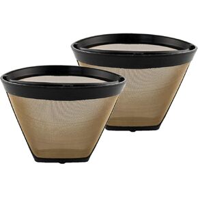 NRP Gold-tone #2 Cone Coffee Filter Replacement for 4-5cup Coffeemaker Cuisinart, Krups Amazonbasics & MORE | 2-pack