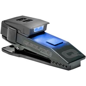 QuiqLiteX1 Tactical Blue/White Hands-Free LED Pocket Light 5/75/150 Lumens, Stainless Steel & Nylon Pastic Housing (USB Rechargeable)