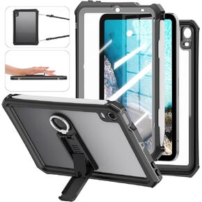ShellBox Case Compatible with iPad Mini 7/ Mini 6 Generation 2024 IP68 Waterproof case, Built in Pencil Holder, Built-in Screen Protector, Full Body Protective Pad Cover for iPad Mini 6th 8.3 inch