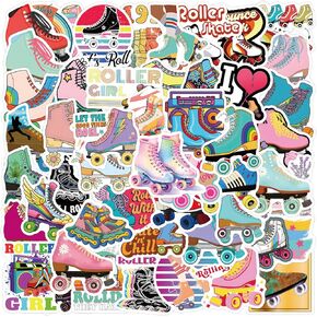 Roller Skating Stickers for Kids 55Pcs Love Rollerblade Waterproof Vinyl Decals for Cup Water Bottles Laptop Luggage Computer Mobile Phone Guitar Skateboard Luggage Phone Case Bicycle Decoration