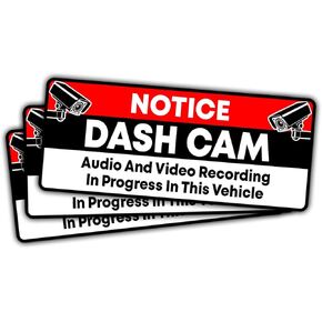 (3pcs) Dash Cam Sticker Dash Cam Recording Sticker, Audio and Video Recording Sticker- Stickers for Laptop Water Bottle Phone Car Window Helmet Vinyl Stickers 3 inches (Red)