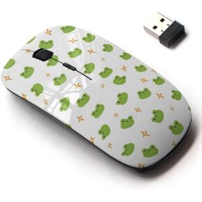 2.4G Wireless Mouse with Cute Pattern Design for All Laptops and Desktops with Nano Receiver - Frog White