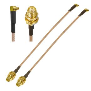 2PCS MMCX SMA Pigtail Antenna Cable, Right Angle MMCX Male to SMA Female Coaxial Cable, RG316 Low Loss 6Inch(15cm) 90 Degree MMCX to SMA Extension Jumper Cable for CB Radios,FPV Drone,Router
