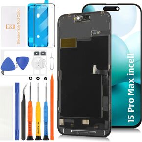 incell 15 Pro Max LCD Display Screen Replacement Touch LCD Display for iPhone 15 Pro Max Touch Digitizer Screen Assembly A3106 A2849 A3105 with Repair Tools