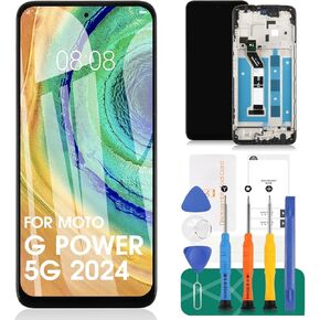 for Motorola Moto G Power 5G 2024 LCD Screen Replacement for Motorola Moto G Power 5G 2024 XT2415-1 XT2415V LCD Display Touch Screen Digitizer Assembly Replacement Repair Parts (with Frame,Black)