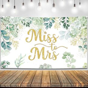 Katchon ، Green Miss to Mrs Banner - Xtralarge ، 72 × 44 بوصة | ملكة جمال للسيدة خلفية لزخارف دش الزفاف الأخضر والذهبي | خلفية دش الزفاف ، زخارف حفلات العازبة ، ملكة جمال لافتة السيدة