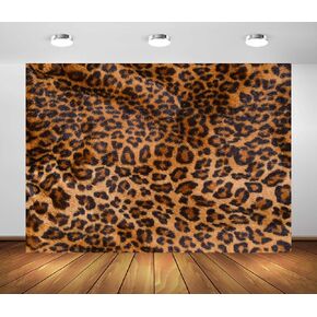 7x5ft Fabric Leopard Print Backdrop Leopard Skin Pattern Cheetah Black Brown Spots Photography Backdrop Baby Shower Leopard Banner Cake Table Decorations Photo Booth Studio Props