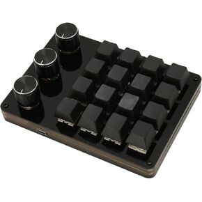 Jectse 16 Keys, 3 Knobs Programmable Keypad Blue Switch Mechanical Hot Swappable Mini Keypad, USB Wired Connection for Gaming Office Media