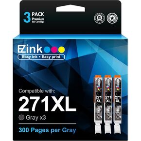E-Z Ink Compatible Ink Cartridge Replacement for Canon CLI-271XL CLI 271 XL Compatible with PIXMA TS8020 TS9020 MG7720 Printer (Gray, 3 Pack)
