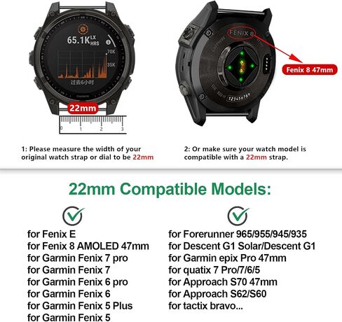 Ezmvzku 22mm QuickFit Silicone Watchband for Fenix ​​8 47mm/Fenix ​​E Fenix ​​7/6/5/7 Pro/6 Pro/5 Plus ، حزام استبدال الرياضة لـ Garmin Forerunner 965 955/النهج S70 47 مم/S62/Marq (Gen 2) in Saudi Arabia