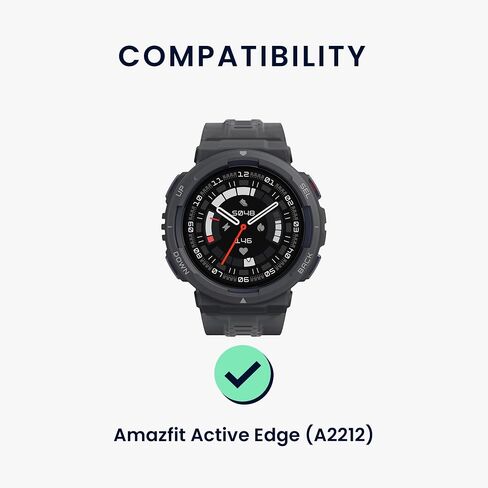 kwmobile Straps Compatible with Amazfit Active Edge (A2212) Straps - 2x Replacement Silicone Watch Bands - Black/Dark Blue in Saudi Arabia