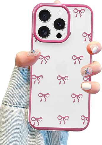 jusy متوافق مع حالة هاتف iPhone XR القوس ، لطيف الشريط الصافي bowknot نمط جمالي TPU الحالات الشفافة تغطية الهاتف الواقية للنساء - الوردي - الوردي in Kuwait