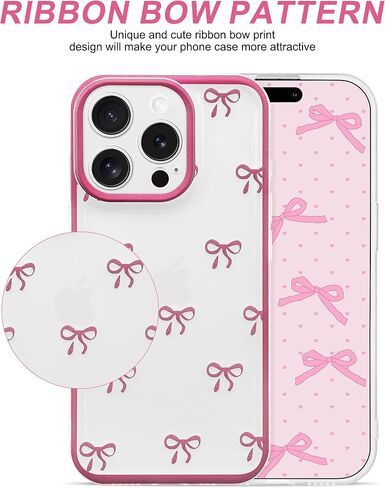 jusy متوافق مع حالة هاتف iPhone XR القوس ، لطيف الشريط الصافي bowknot نمط جمالي TPU الحالات الشفافة تغطية الهاتف الواقية للنساء - الوردي - الوردي in Kuwait