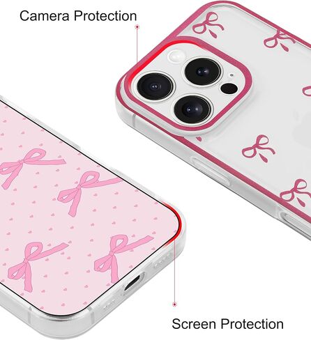 jusy متوافق مع حالة هاتف iPhone XR القوس ، لطيف الشريط الصافي bowknot نمط جمالي TPU الحالات الشفافة تغطية الهاتف الواقية للنساء - الوردي - الوردي in Kuwait