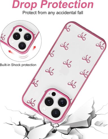 jusy متوافق مع حالة هاتف iPhone XR القوس ، لطيف الشريط الصافي bowknot نمط جمالي TPU الحالات الشفافة تغطية الهاتف الواقية للنساء - الوردي - الوردي in Kuwait