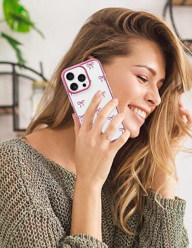 jusy متوافق مع حالة هاتف iPhone XR القوس ، لطيف الشريط الصافي bowknot نمط جمالي TPU الحالات الشفافة تغطية الهاتف الواقية للنساء - الوردي - الوردي in Kuwait