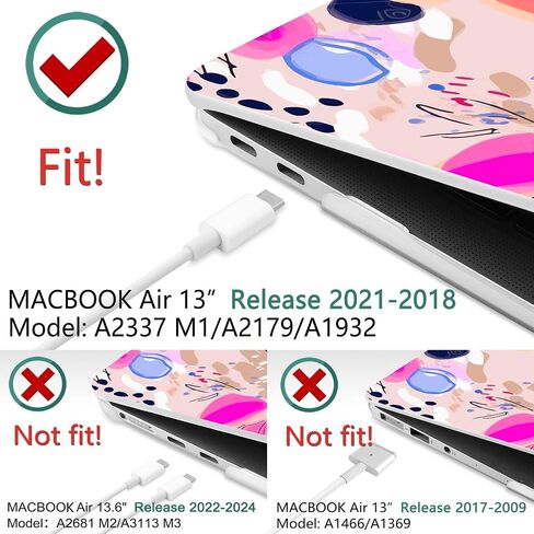 DONGKE Compatible with MacBook Air 13 inch Case 2021 2020 2019 2018 Release A2337 M1 A2179 A1932 with Retina Display & Touch ID, Plastic Hard Shell & Keyboard Cover - Floral Artistic in Kuwait
