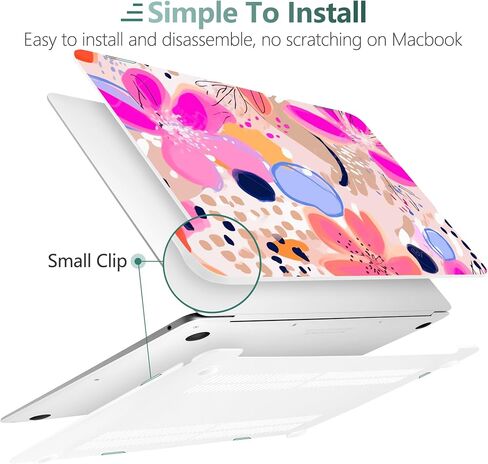 DONGKE Compatible with MacBook Air 13 inch Case 2021 2020 2019 2018 Release A2337 M1 A2179 A1932 with Retina Display & Touch ID, Plastic Hard Shell & Keyboard Cover - Floral Artistic in Kuwait