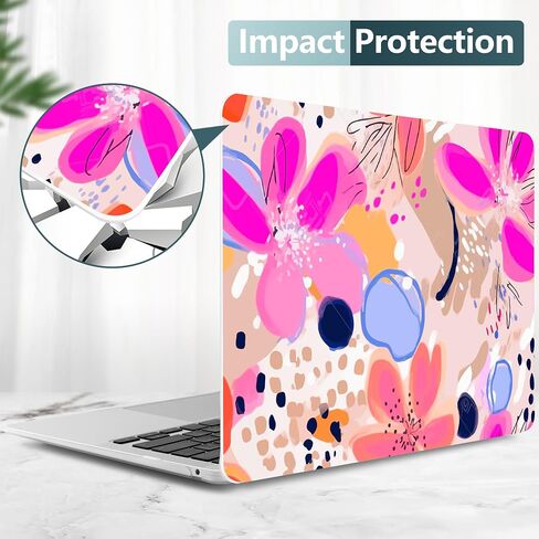DONGKE Compatible with MacBook Air 13 inch Case 2021 2020 2019 2018 Release A2337 M1 A2179 A1932 with Retina Display & Touch ID, Plastic Hard Shell & Keyboard Cover - Floral Artistic in Kuwait