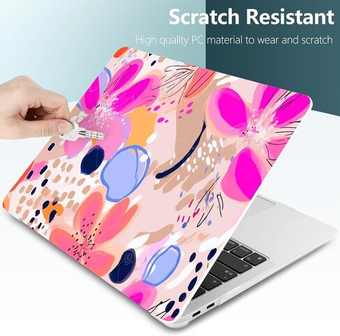 DONGKE Compatible with MacBook Air 13 inch Case 2021 2020 2019 2018 Release A2337 M1 A2179 A1932 with Retina Display & Touch ID, Plastic Hard Shell & Keyboard Cover - Floral Artistic in Kuwait