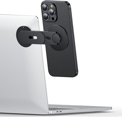 CloudValley Magnetic Laptop & Phone Holder, Rotating 3D Phone Holder Adjustable Compatible with iPhone MagSafe and All Phones, Stand Accessor for Tesla Monitor Portable PC, Black in Saudi Arabia